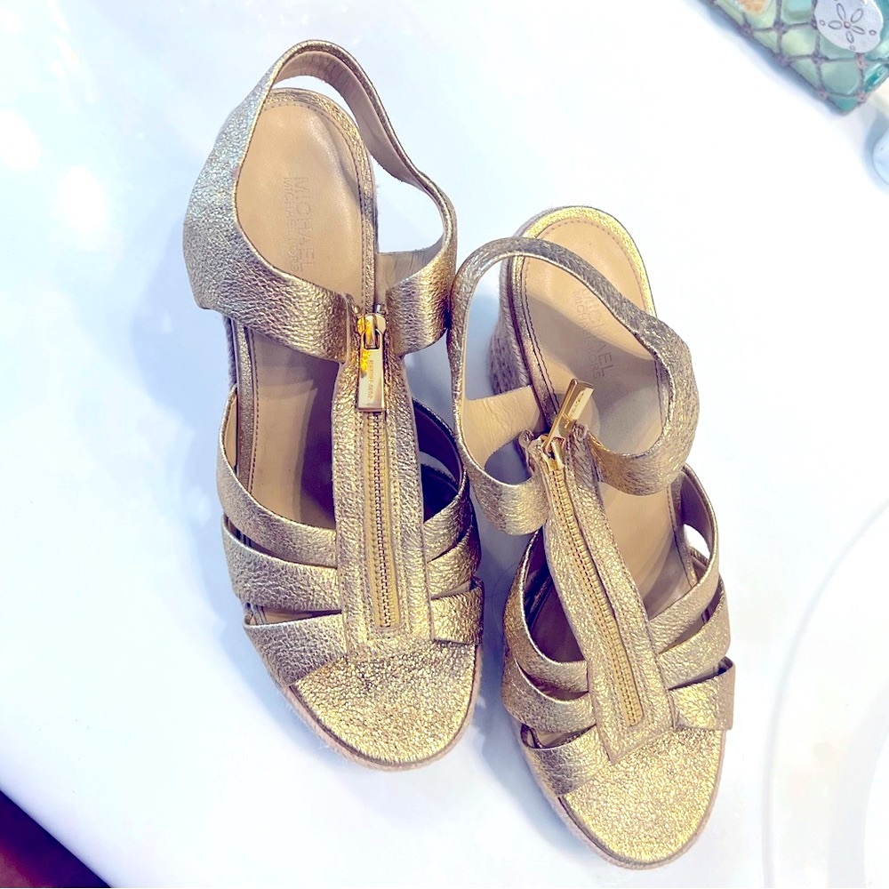 Michael Kors Sandal Gold Wedges 9.5
